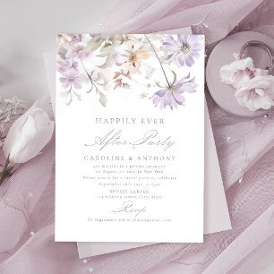 Purple Elegant Floral Happily Ever After Party Invitation