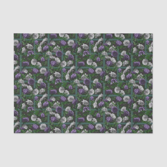 Purple Elegant Floral Roses Tissue Paper (Front)