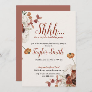 Purple elegant Floral Surprise Party Invite