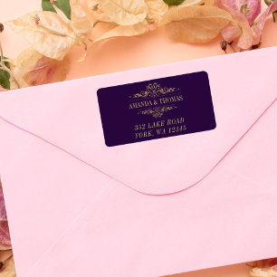 Purple Elegant Golden Frame Address Labels