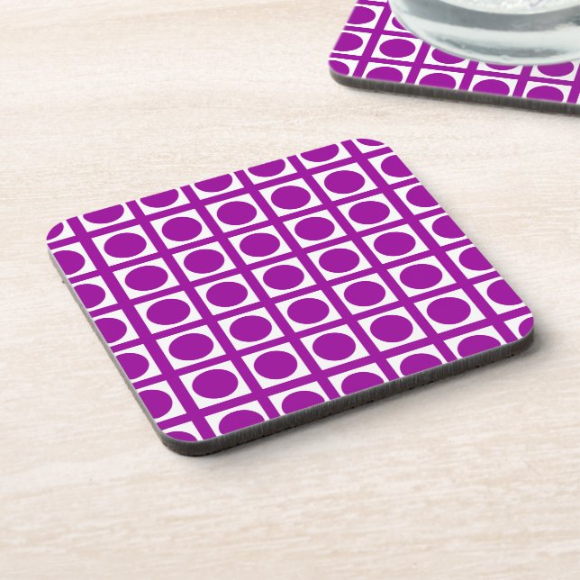 Purple Elegant Grid Dots Coaster (Left Side)