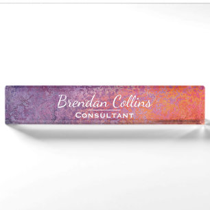 Purple Elegant Grunge Metal Texture Custom Nameplate