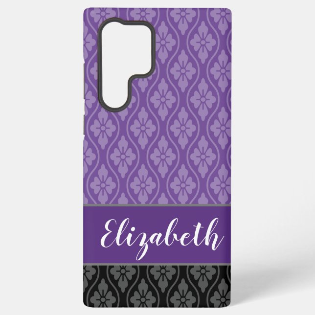 Purple Elegant Japanese Tatewaku Pattern Samsung Galaxy S22 Ultra Case (Back)