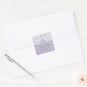 Purple Elegant Lace Save the Date Stickers