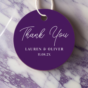 Purple Elegant Minimalist Wedding Thank You Favour Tags