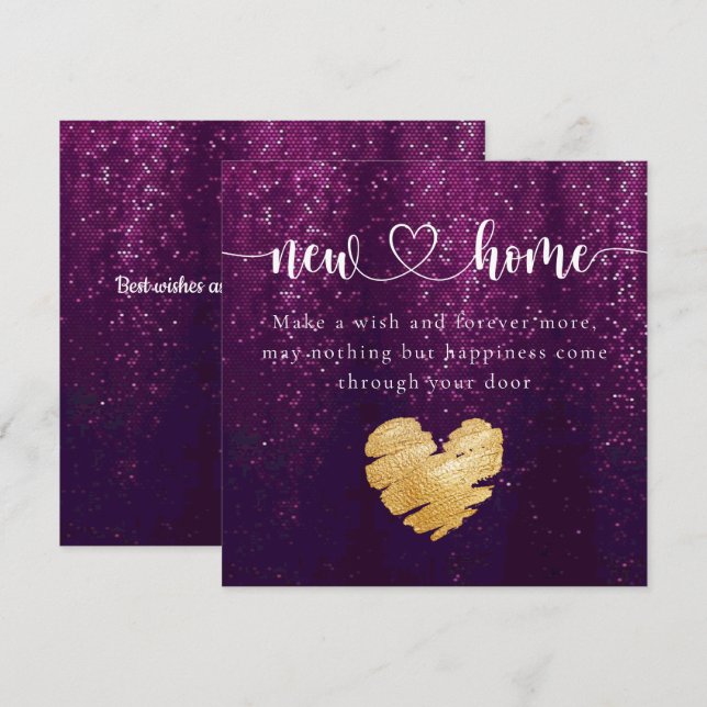 Purple Elegant New Home Carte de chauffage domesti (Devant / Derrière)