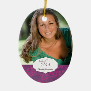 Purple elegant pattern graduation photo ornament