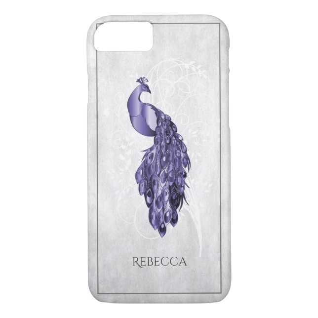 Purple Elegant Peacock Personalized Case-Mate iPhone Case (Back)