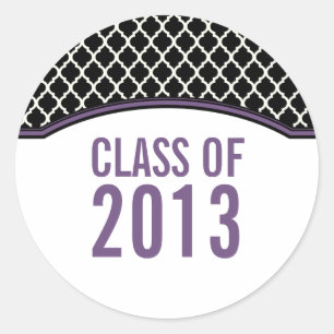 Purple Elegant Quatrefoil Graduation Stickers