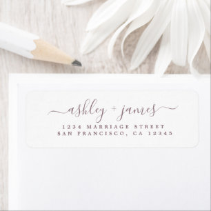 Purple Elegant Script Mariage Adresse de retour
