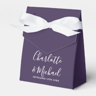 Purple Elegant Script Wedding Favour Box