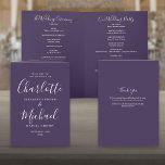 Purple Elegant Signature Script Wedding Program<br><div class="desc">Purple signature script wedding program featuring chic modern typography,  this stylish wedding program can be personalized with your special wedding day information. Designed by Thisisnotme©</div>