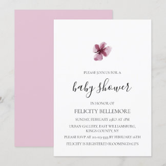 Purple Elegant Simple Girl Baby Shower Invitation