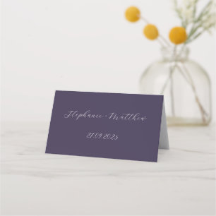 Purple Elegant Simple Minimalist Wedding Place Card