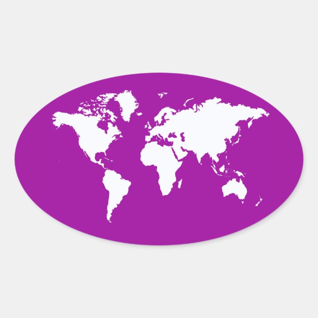 Purple Elegant World Oval Sticker (Front)