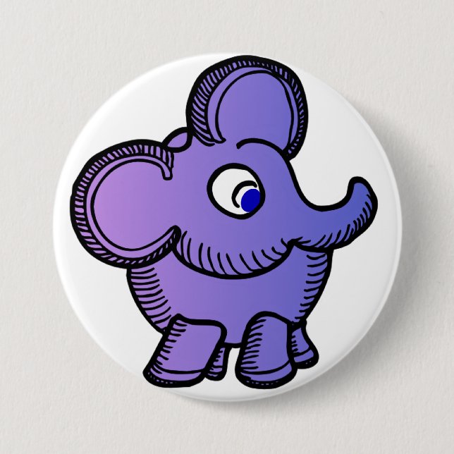 Purple Elephant 3 Inch Round Button (Front)