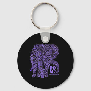 Purple Elephant Alzheimer Awareness Apparel and gi Keychain