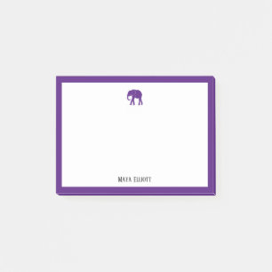 Purple Elephant and Border on White with Name Post-it Notes