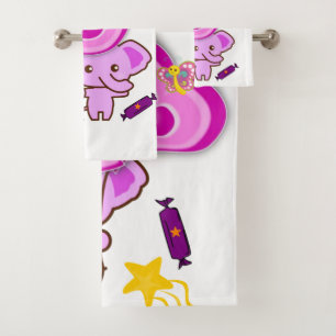 Purple Elephant Bathroom Towel Sets