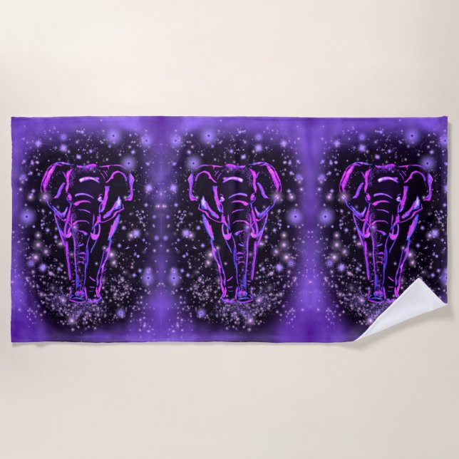 Purple Elephant Beach Towel (Front)