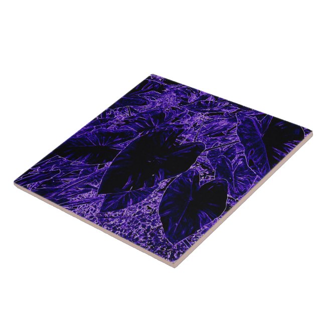 Purple Elephant Ears Colocasia Taro Tile (Side)