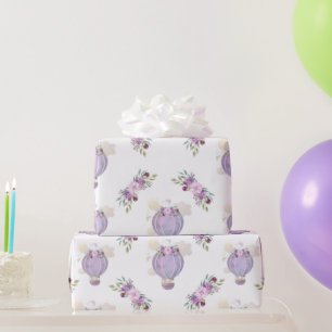 Purple elephant gift wrapping paper, baby shower w paper