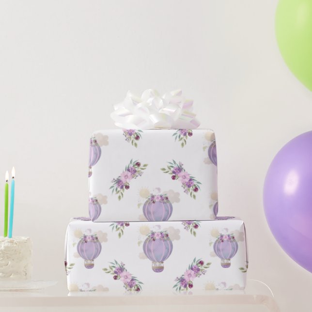 Purple elephant gift wrapping paper, baby shower w wrapping paper (Party Gifts)
