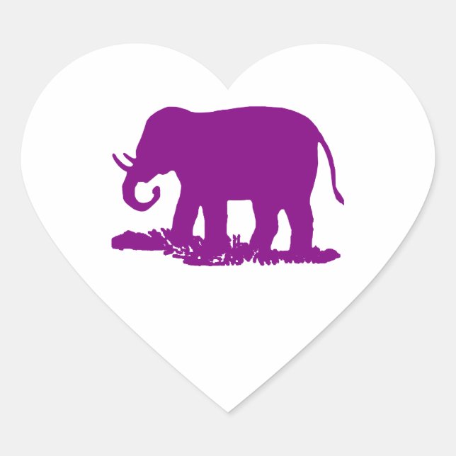 Purple Elephant Heart Sticker (Front)