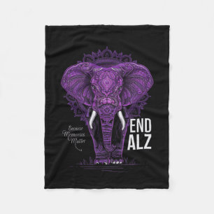 Purple Elephant Heimerheimer Awareness End Heimer Fleece Blanket