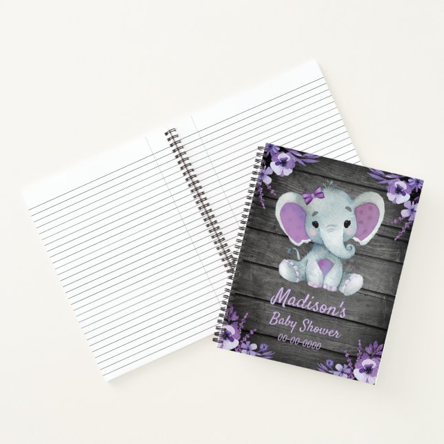 Purple Elephant Hues Baby shower du livre Annivers (Intérieur)