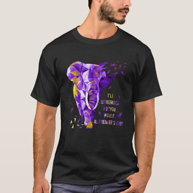 Purple Elephant I ll Remember For You Alzheimer s  T-Shirt (Front)