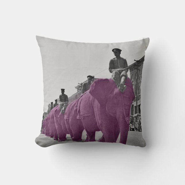 Purple Elephant March Circa 1920's Circus Parade Throw Pillow (Front)