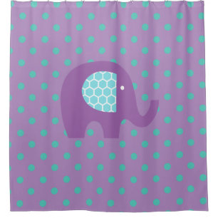 Purple Elephant on Lavender and Turquoise Dots