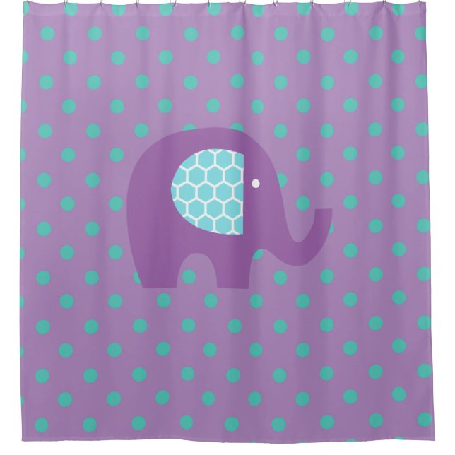 Purple Elephant on Lavender and Turquoise Dots (Front)