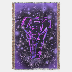 Purple Elephant Throw Blanket
