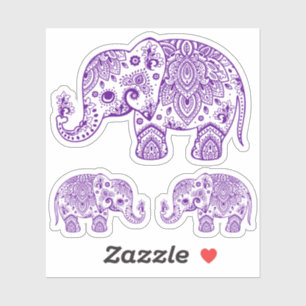 Purple elephant vintage floral paisley
