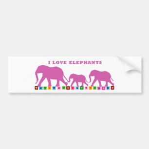 Purple Elephants Walking Bumper Sticker