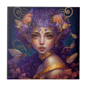 Purple Elf Fairy Fantasy Art Tile