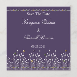 Purple Embellished Save The Date