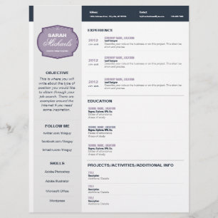 Purple Emblem Resume Letterhead