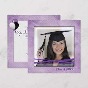 Purple embossed dot graduation photo frame invitation