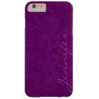 Purple Embossed Floral Faux Suede Leather Look 2
