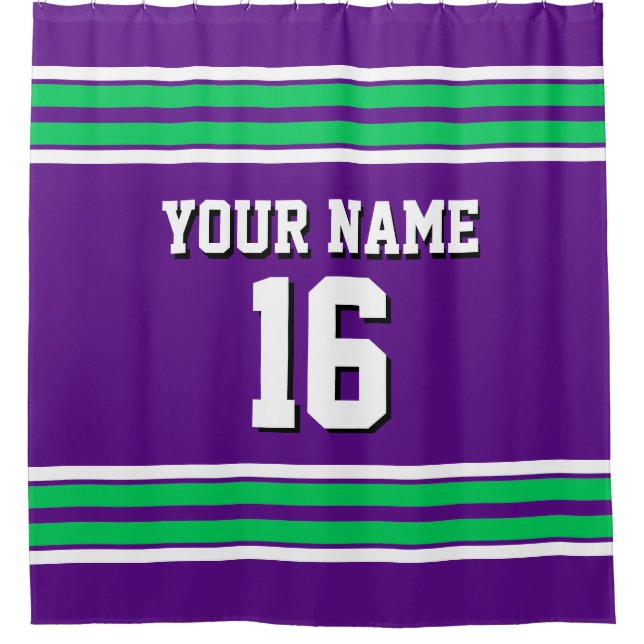 Purple Emerald Green White Stripes Sports Jersey (Front)