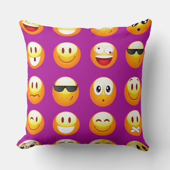 purple emojis throw pillow (Front)