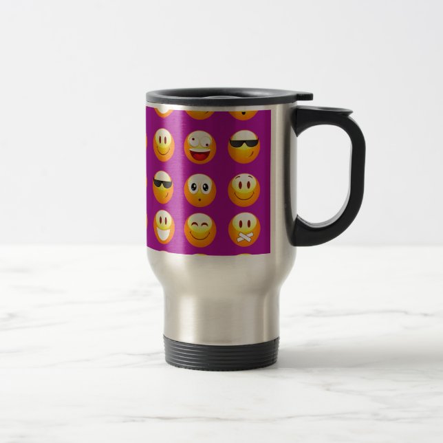 purple emojis travel mug (Right)