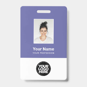 Purple Employee Photo Bar Code Logo Name Badge