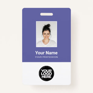 Purple Employee Photo Bar Code Logo Name Badge