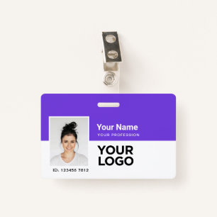 Purple Employee Photo Bar or Qr Code Logo Name Badge