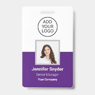 Purple, Employee Photo ID w/ QR Code, Company Badge