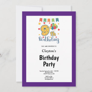 Purple encadré 9e anniversaire Invitation de fête